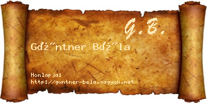 Güntner Béla névjegykártya