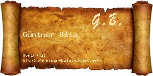 Güntner Béla névjegykártya